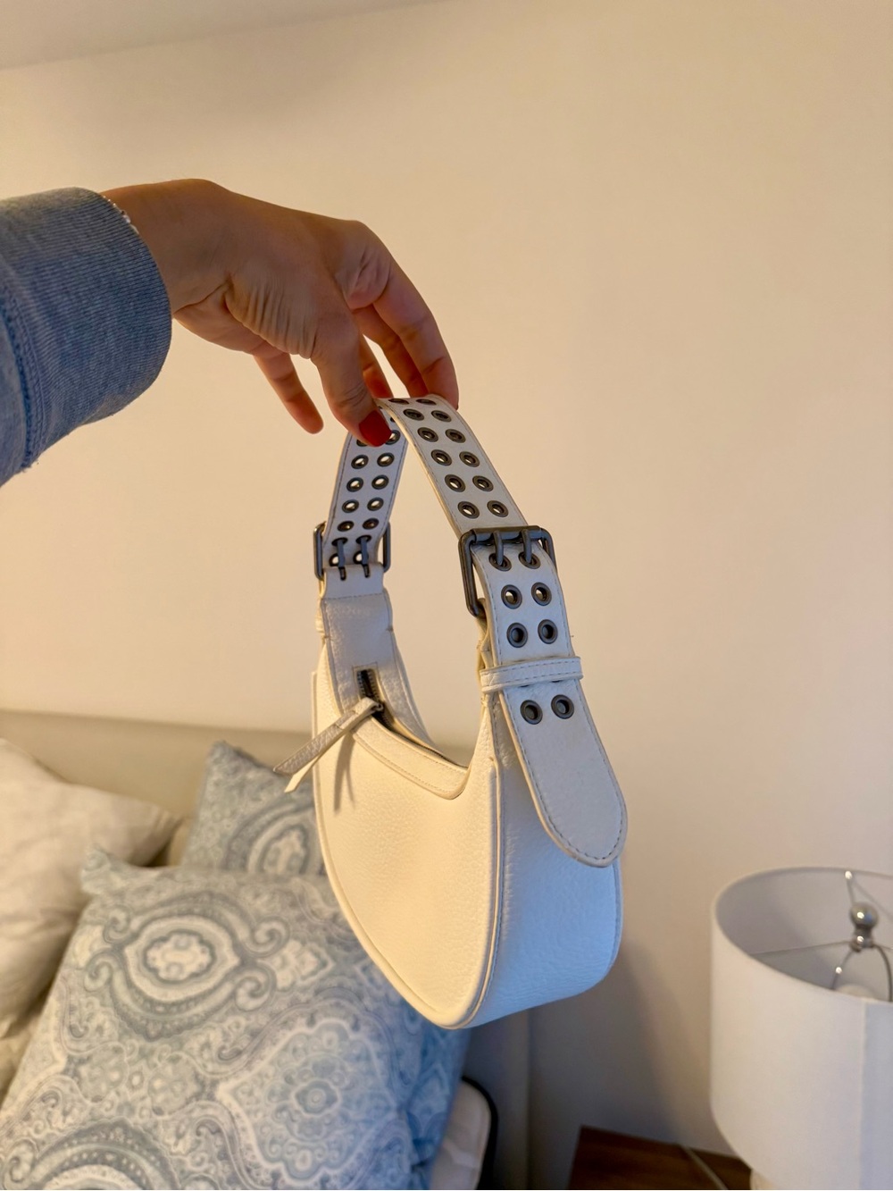 Urban Outfitters white Mini Shoulder Bag with Grommet Strap